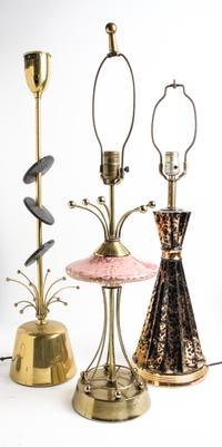 A Group of Three Sputnik Lamps Height of tallest 30 inches — 20TH CENTURY