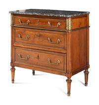 A Louis XVI Mahogany Marble-Top Commode