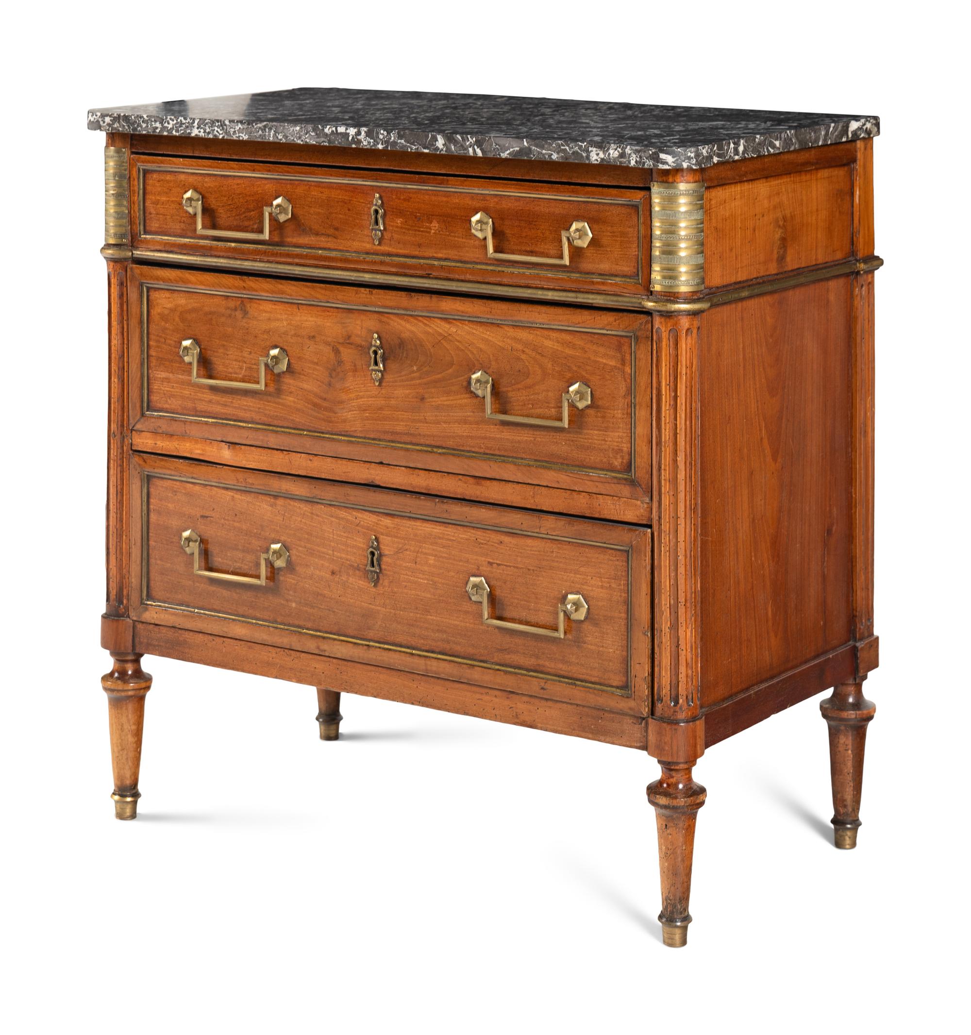 A Louis XVI Mahogany Marble-Top Commode