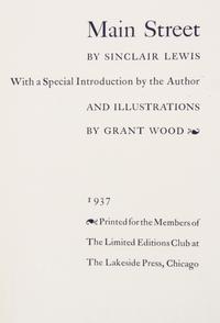 LEWIS, SINCLAIR. Main Street. Chicago, 1937. Limited edition.