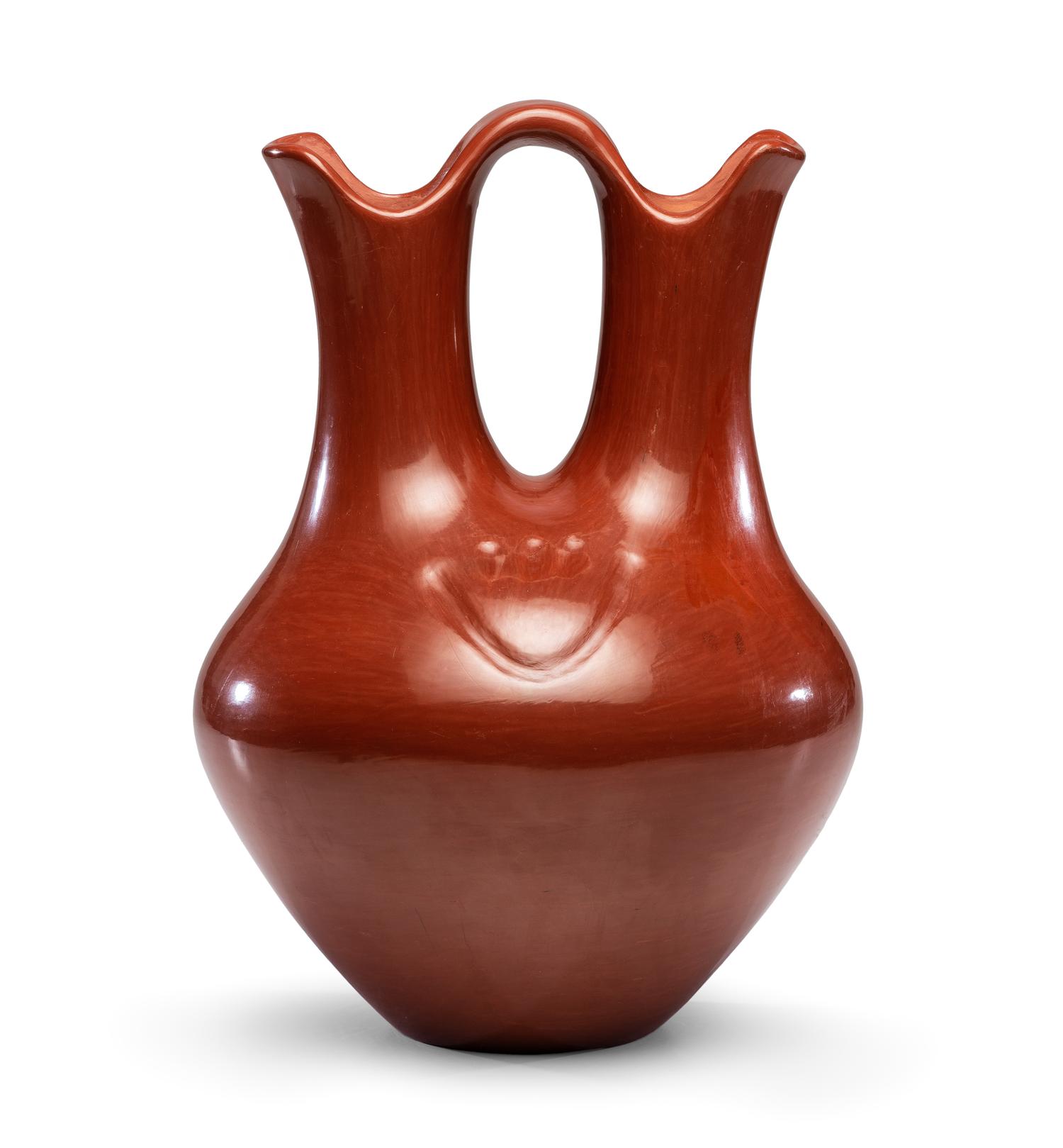 Redware Wedding Vase, with Bear Paw Lot is located and will ship from Cincinnati, Ohio.