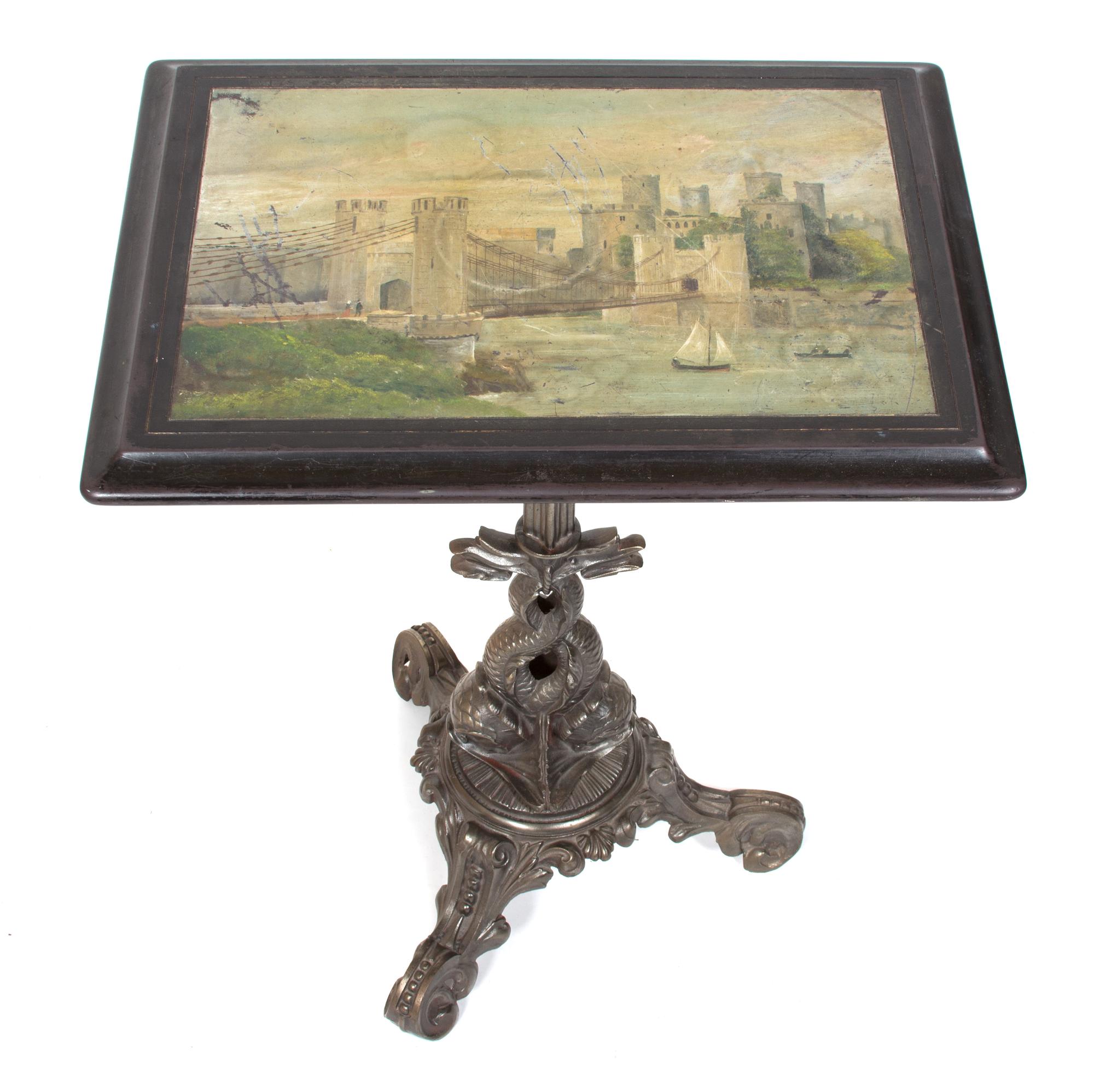 An English Victorian Painted Slate Top Table Height 30 x width 24 3/4 x depth 18 1/2 inches. — 19TH CENTURY