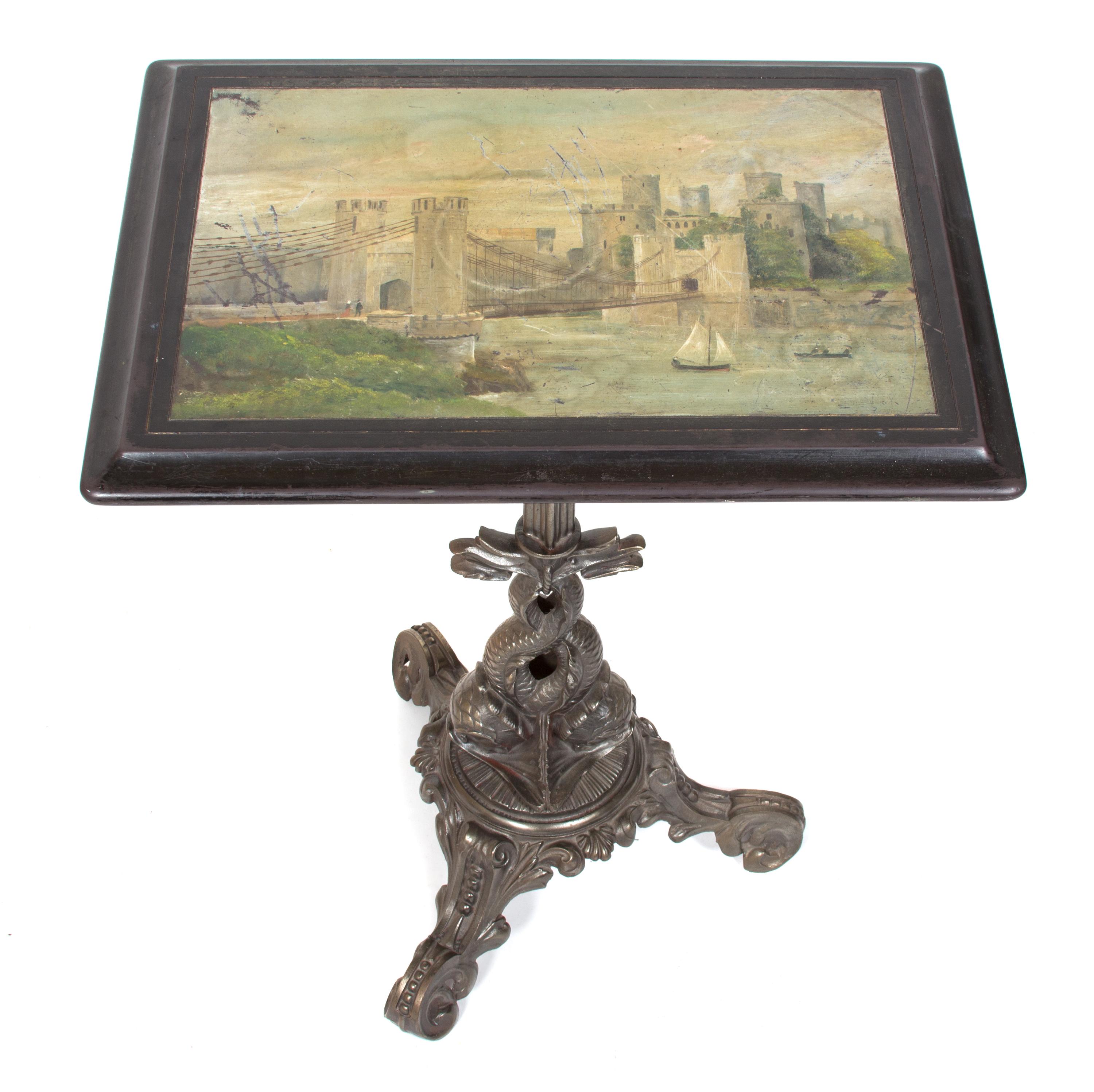 An English Victorian Painted Slate Top Table Height 30 x width 24 3/4 x depth 18 1/2 inches. — 19TH CENTURY