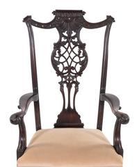 A George III Chinese Chippendale Style Carved Mahogany Armchair