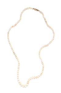 A Graduated Single Strand Natural Pearl Necklace, 10.80 dwts.