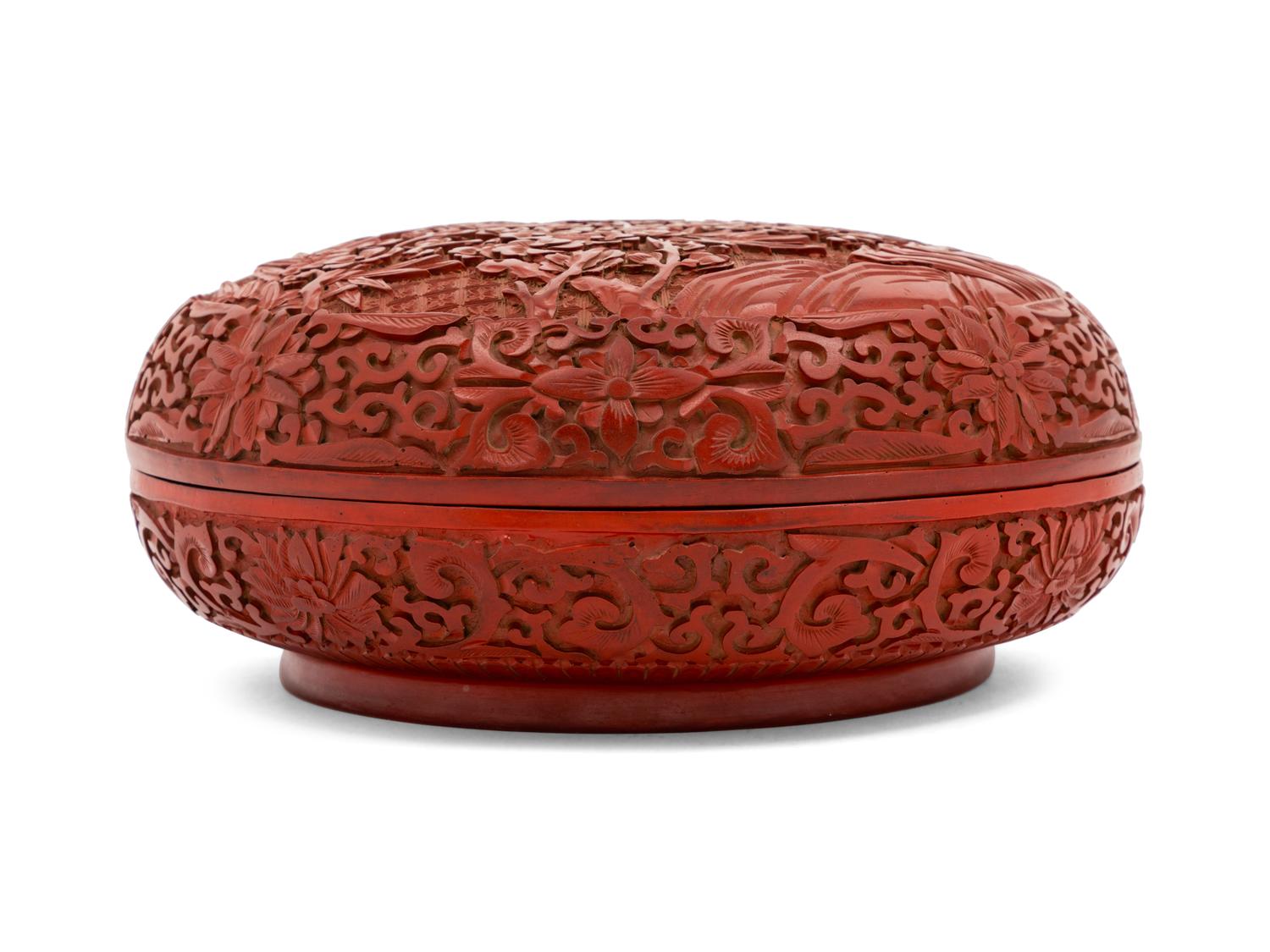 A Chinese Carved Lacquer Box and Cover