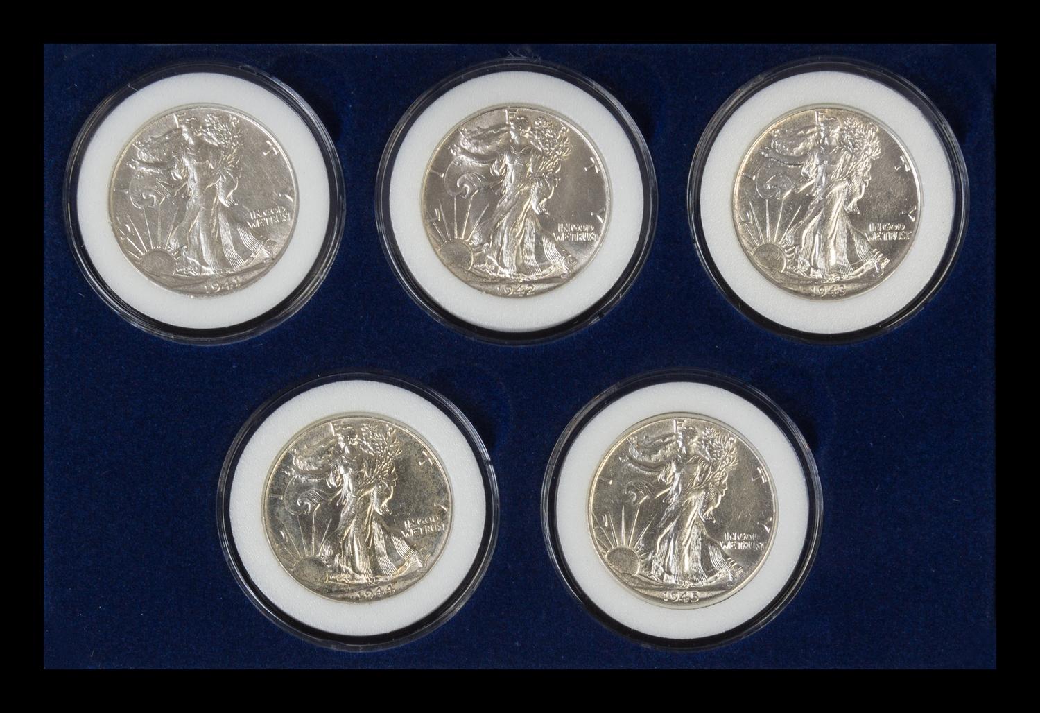Two Sets of World War II Era Five-Coin Mint Sets — 1941-1945