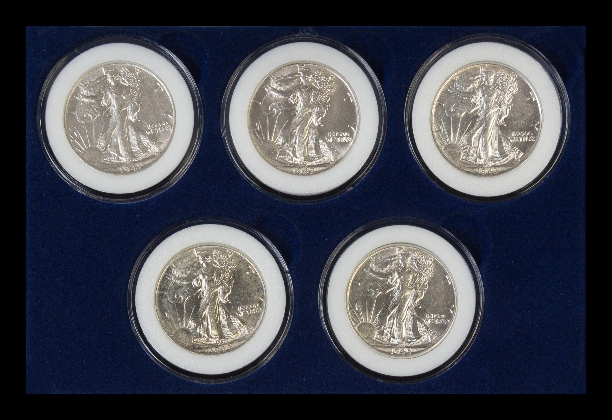 Two Sets of World War II Era Five-Coin Mint Sets — 1941-1945