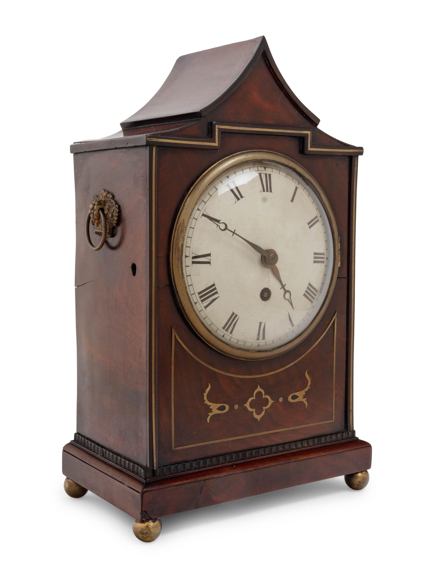 A Regency Brass Inlaid Mahogany Bracket Clock