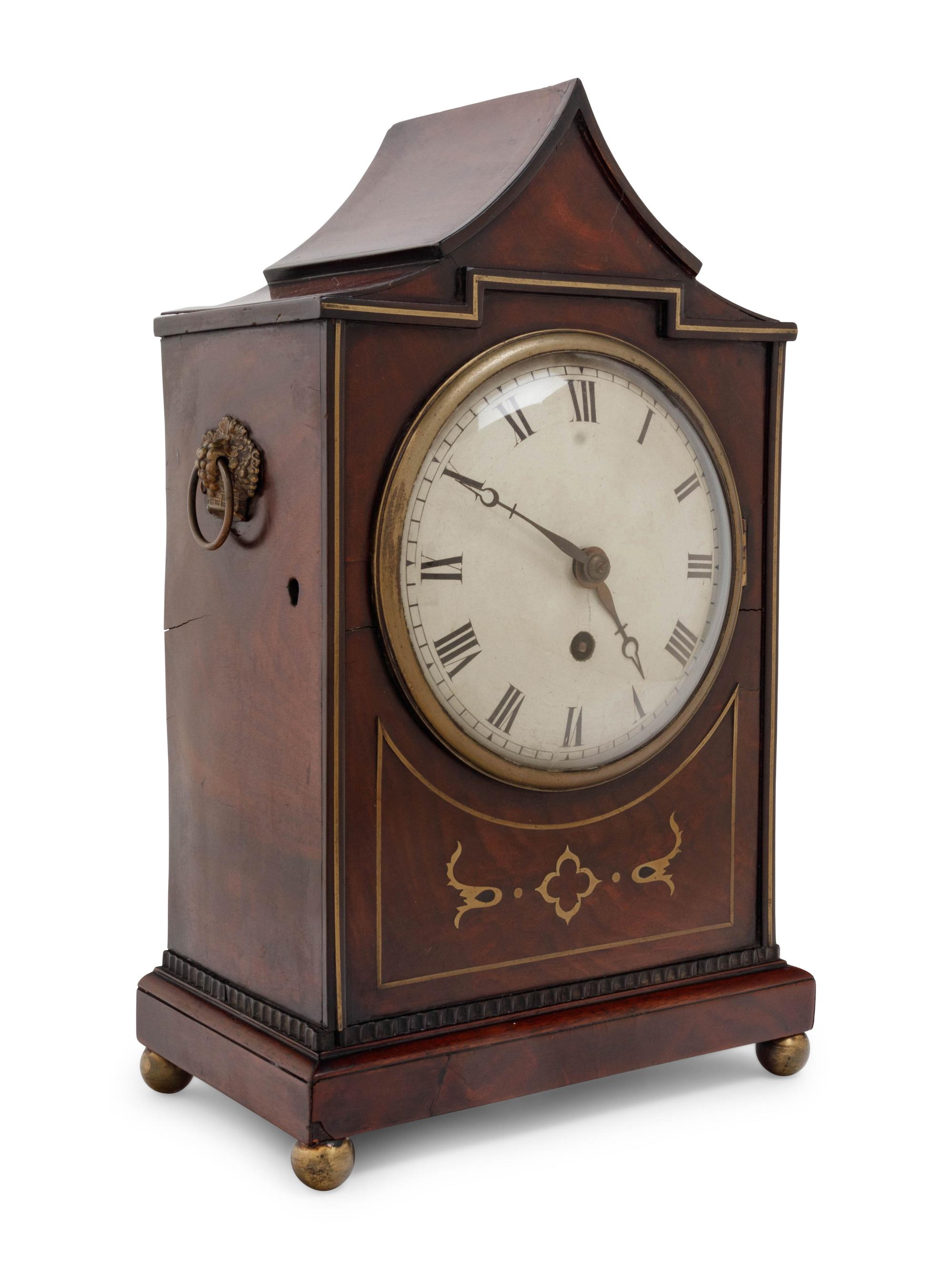A Regency Brass Inlaid Mahogany Bracket Clock