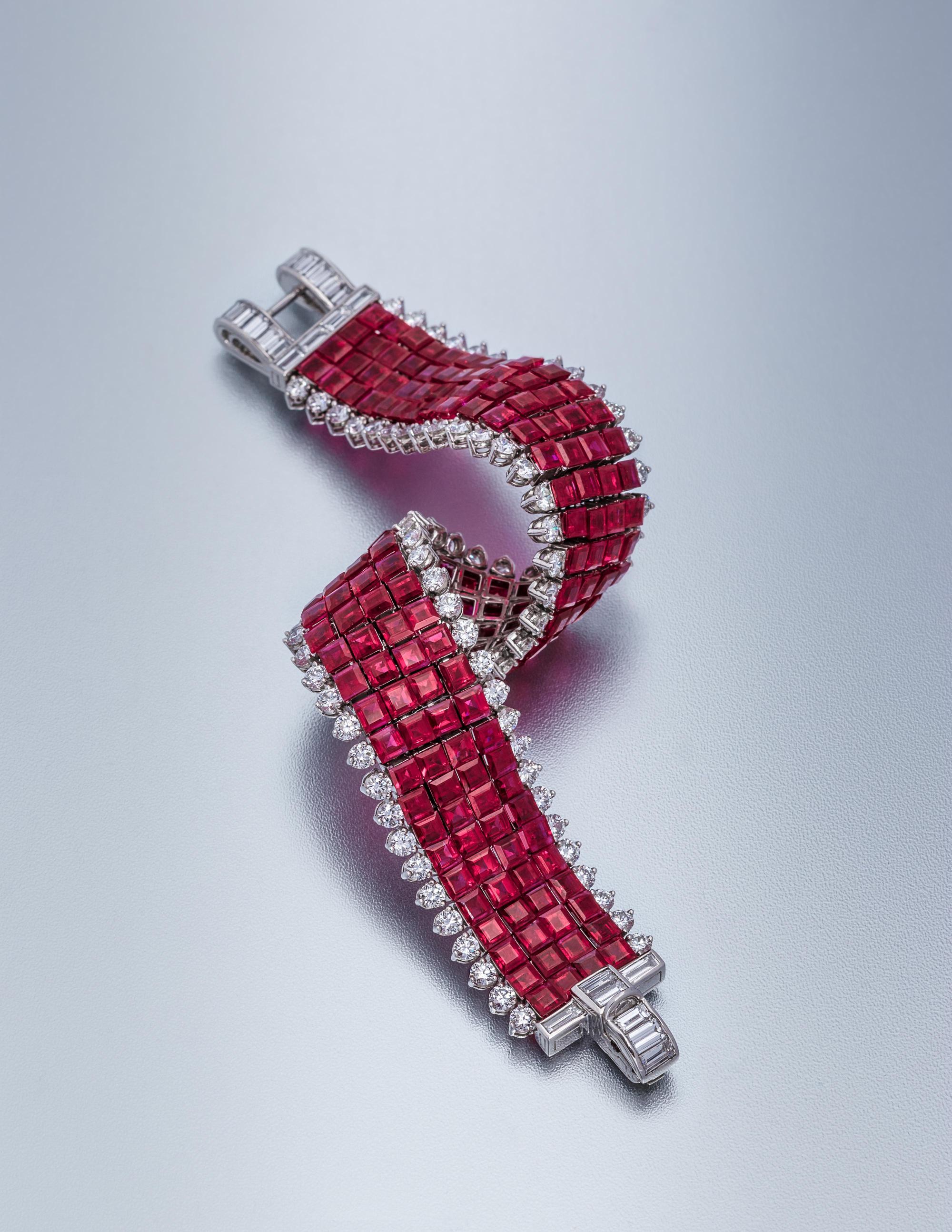 Oscar Heyman & Brothers, Invisibly-Set Ruby and Diamond Bracelet