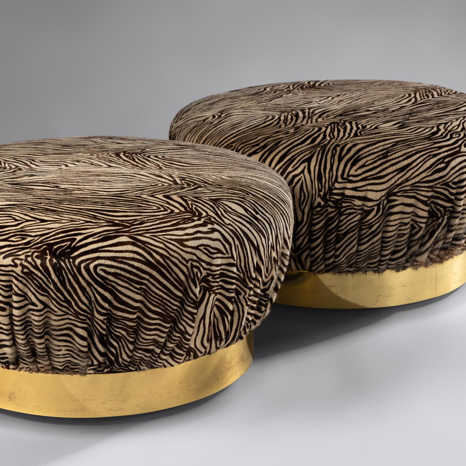 Pair of Soufflé Ottomans Karl Springer Ltd., USA