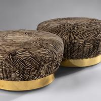 Pair of Soufflé Ottomans Karl Springer Ltd., USA