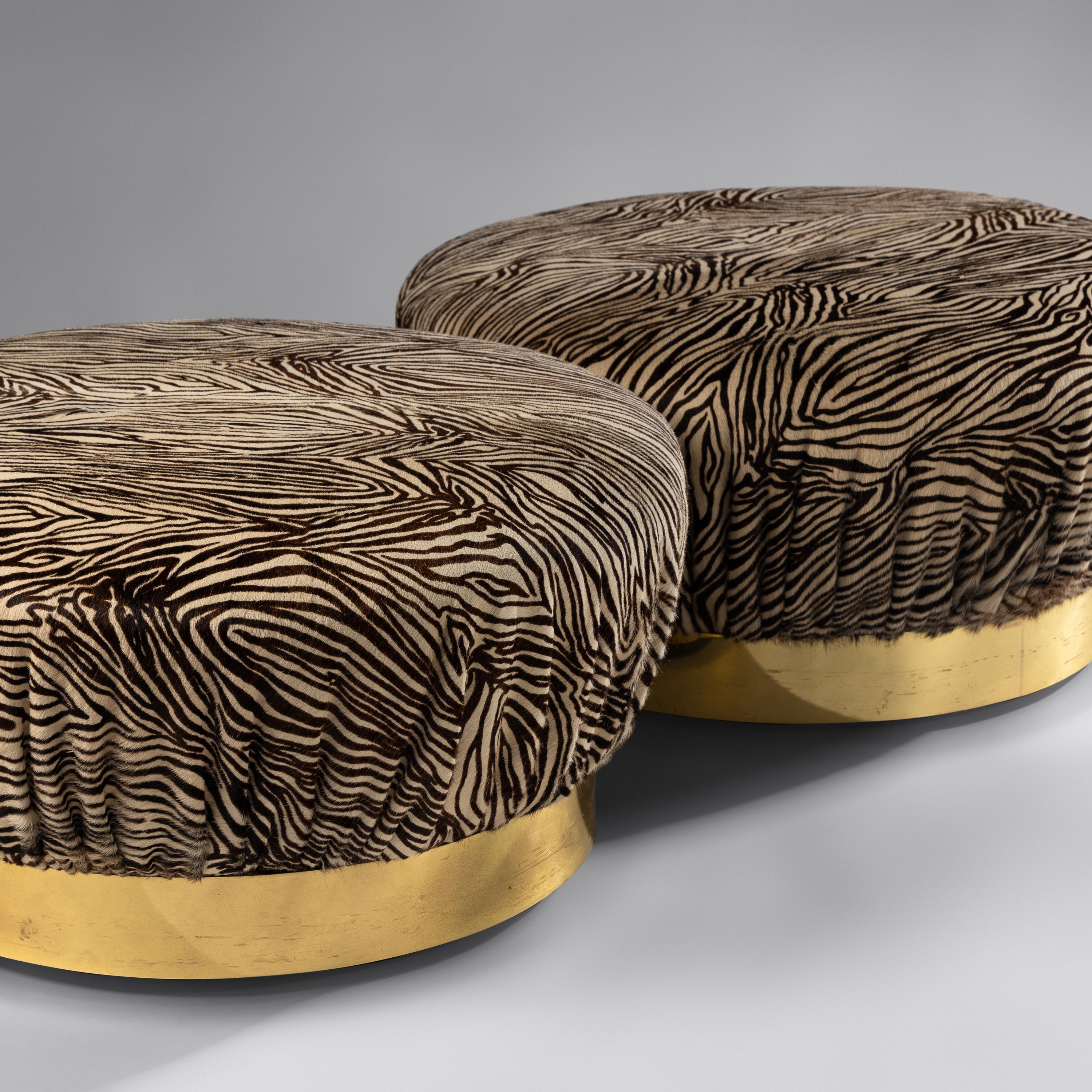 Pair of Soufflé Ottomans Karl Springer Ltd., USA