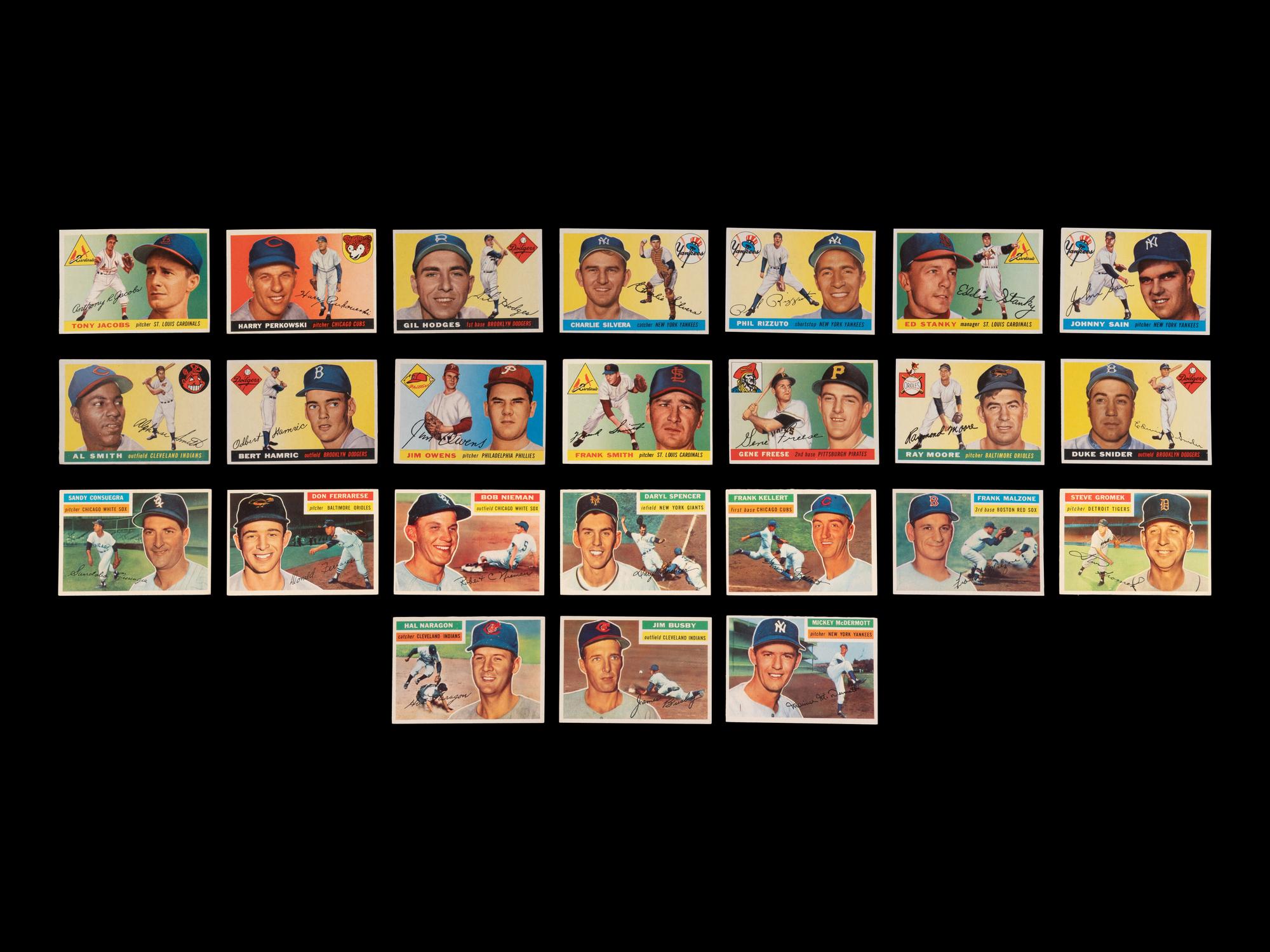 A Group of 140 1955 and 1956 Topps Baseball Cards Including Multiple Hall of Famers and High Numbers,