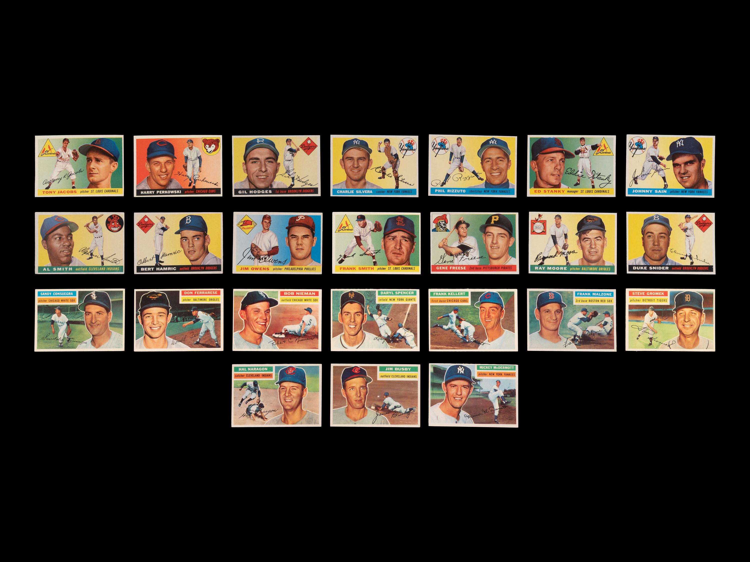 A Group of 140 1955 and 1956 Topps Baseball Cards Including Multiple Hall of Famers and High Numbers,