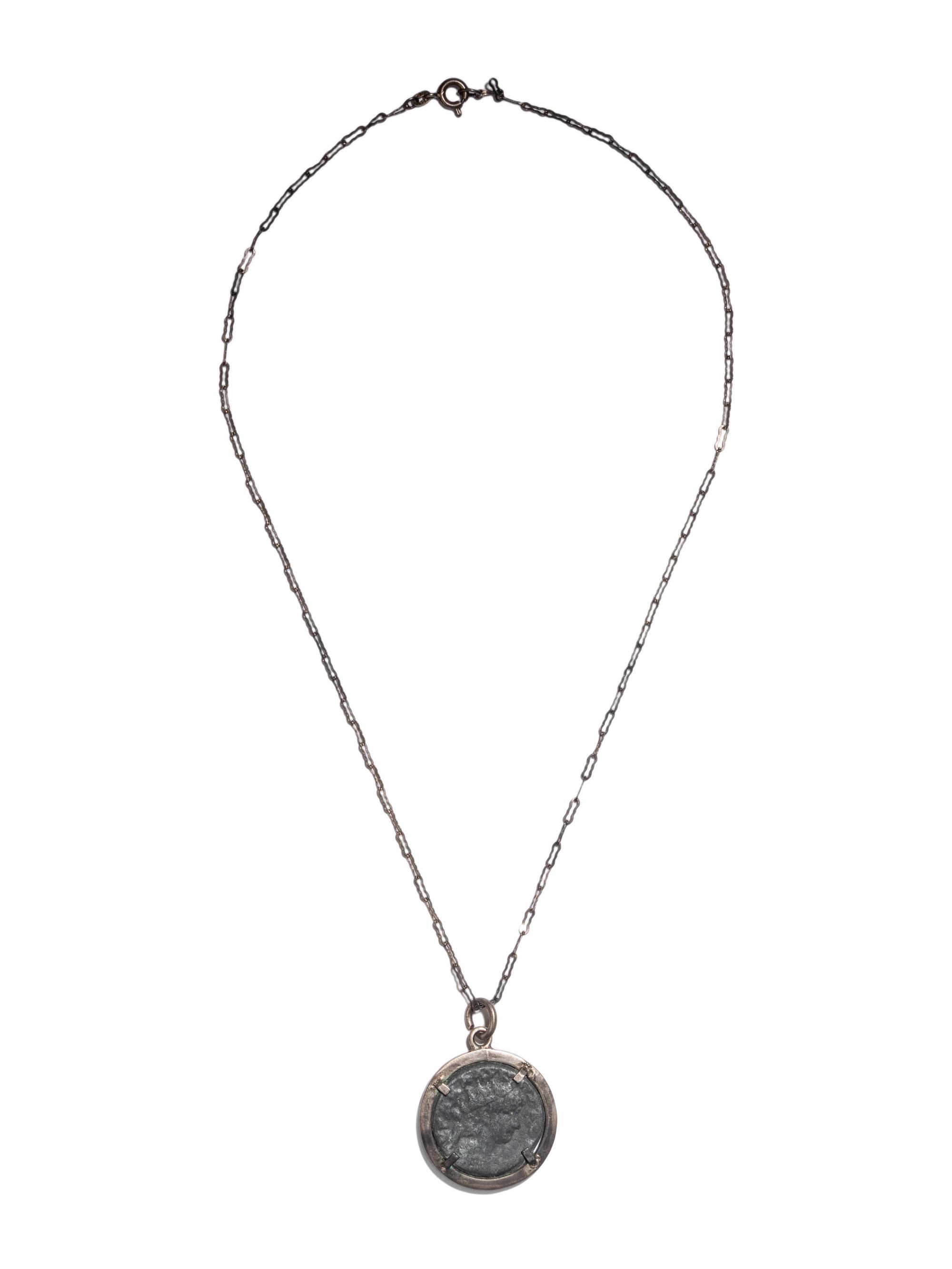 A Roman Bronze Coin set in a Modern Mount and Chain