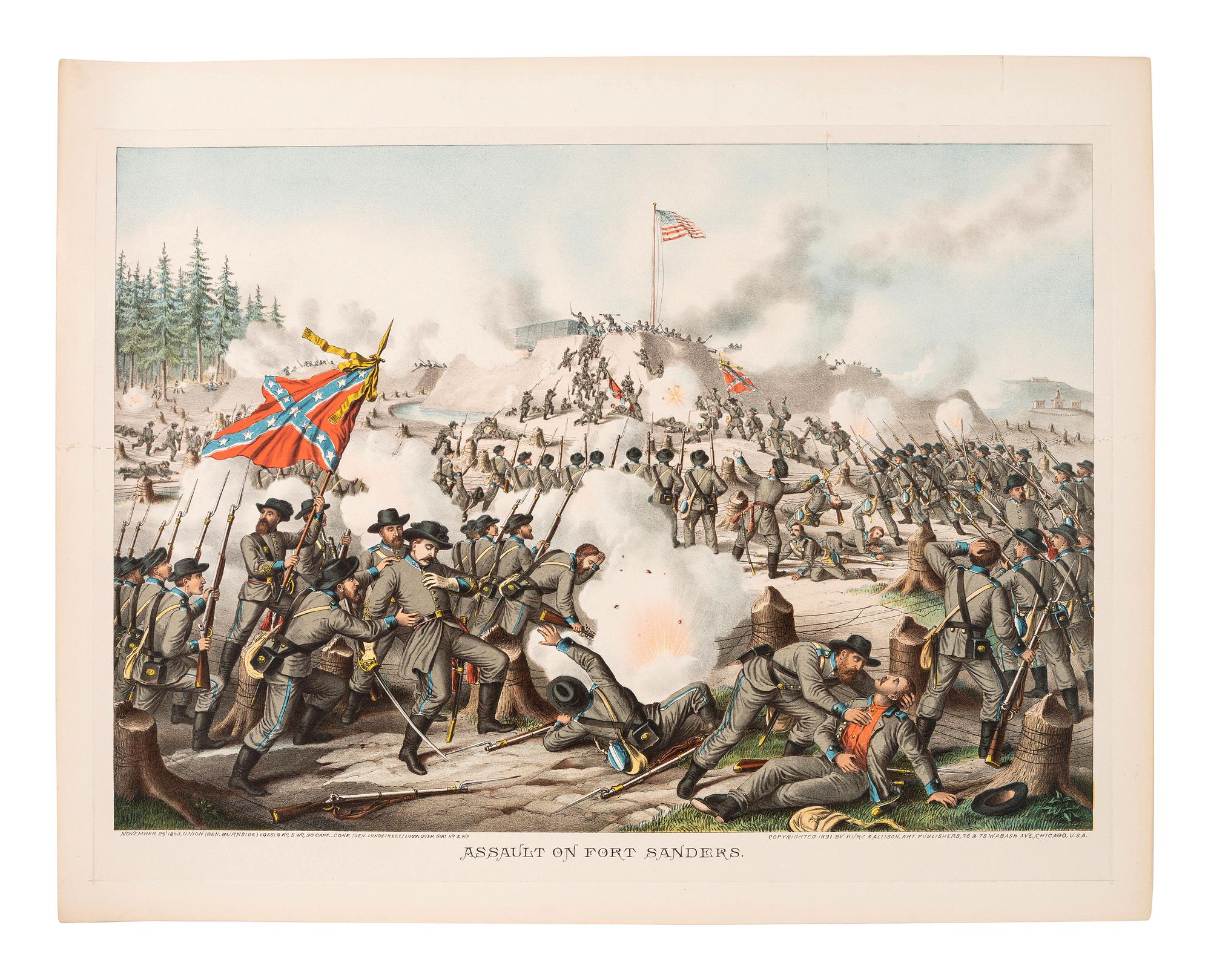 [CIVIL WAR]. 5 Kurz & Allison Civil War-themed chromolithographs