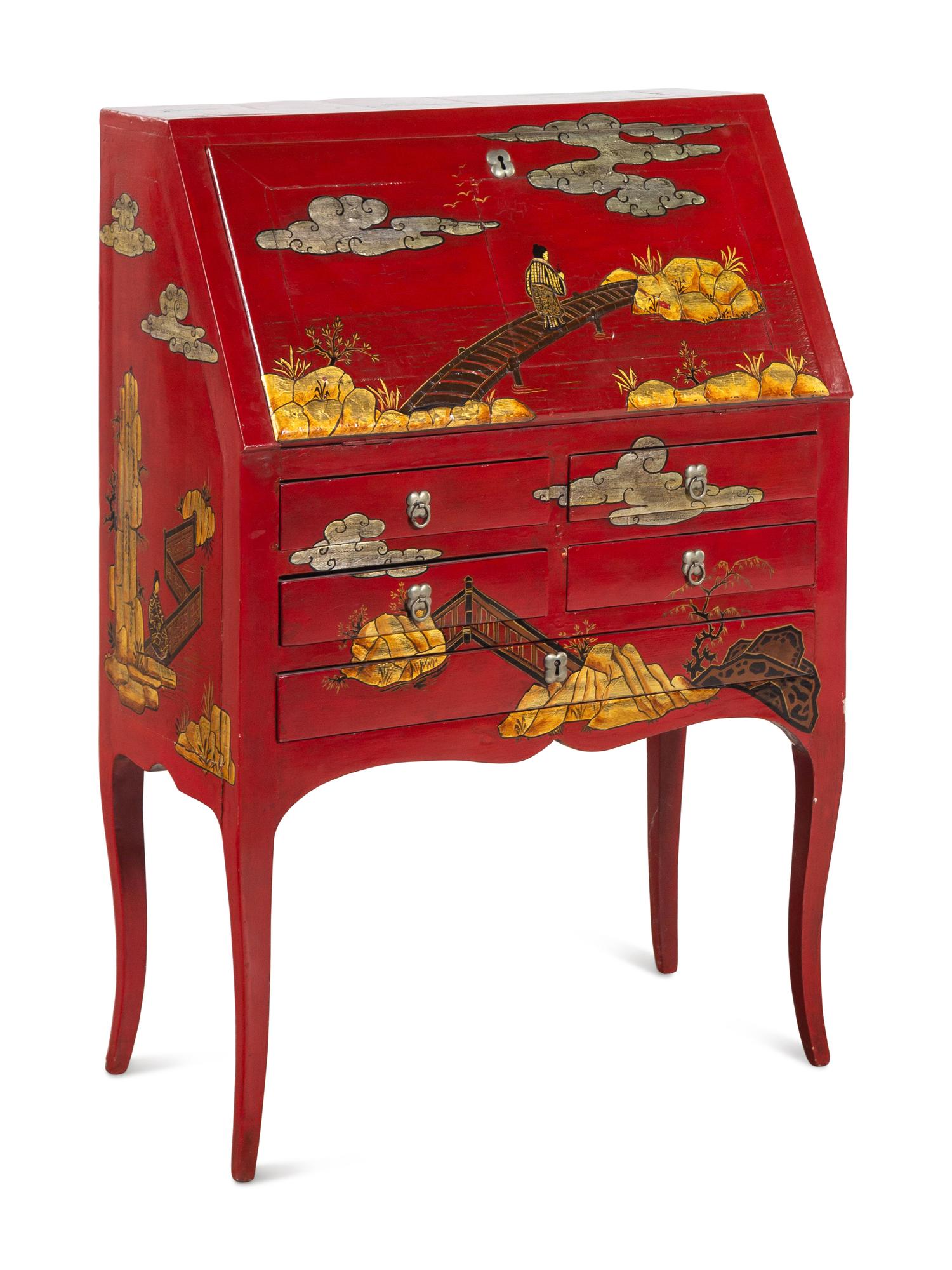 A Chinoiserie-Decorated Slant-Front Desk