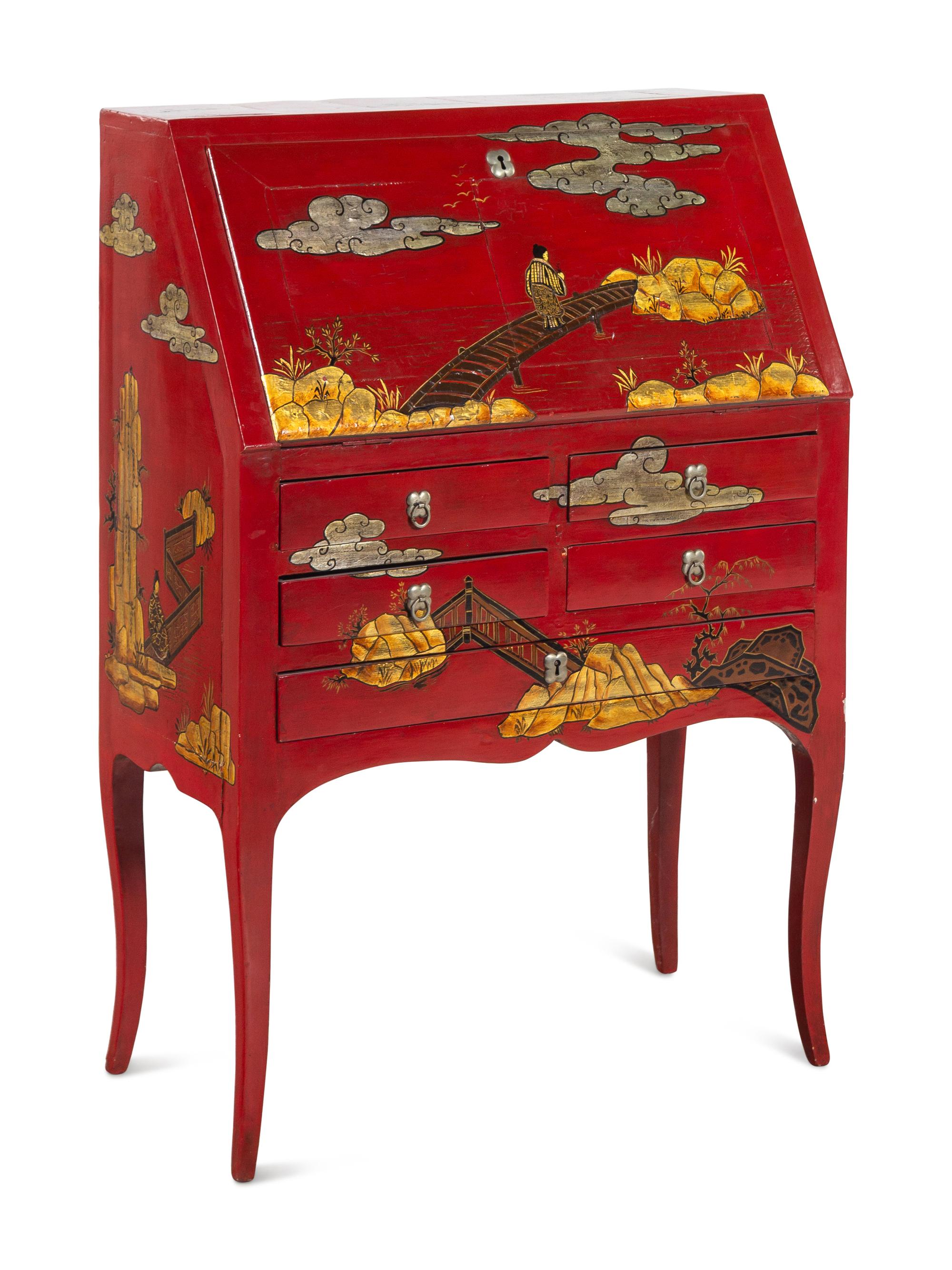 A Chinoiserie-Decorated Slant-Front Desk