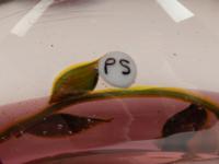 A Paul Stankard White Lily on Amethyst Ground Glass Paperweight