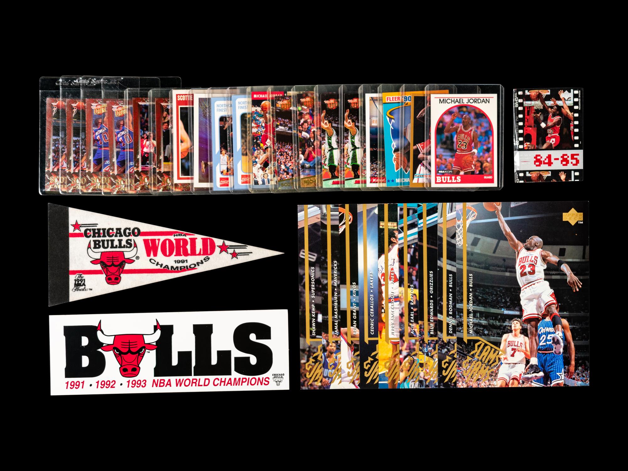 A Collection of Chicago Bulls Michael Jordan Last Dance Era Basketball Cards and Ephemera,