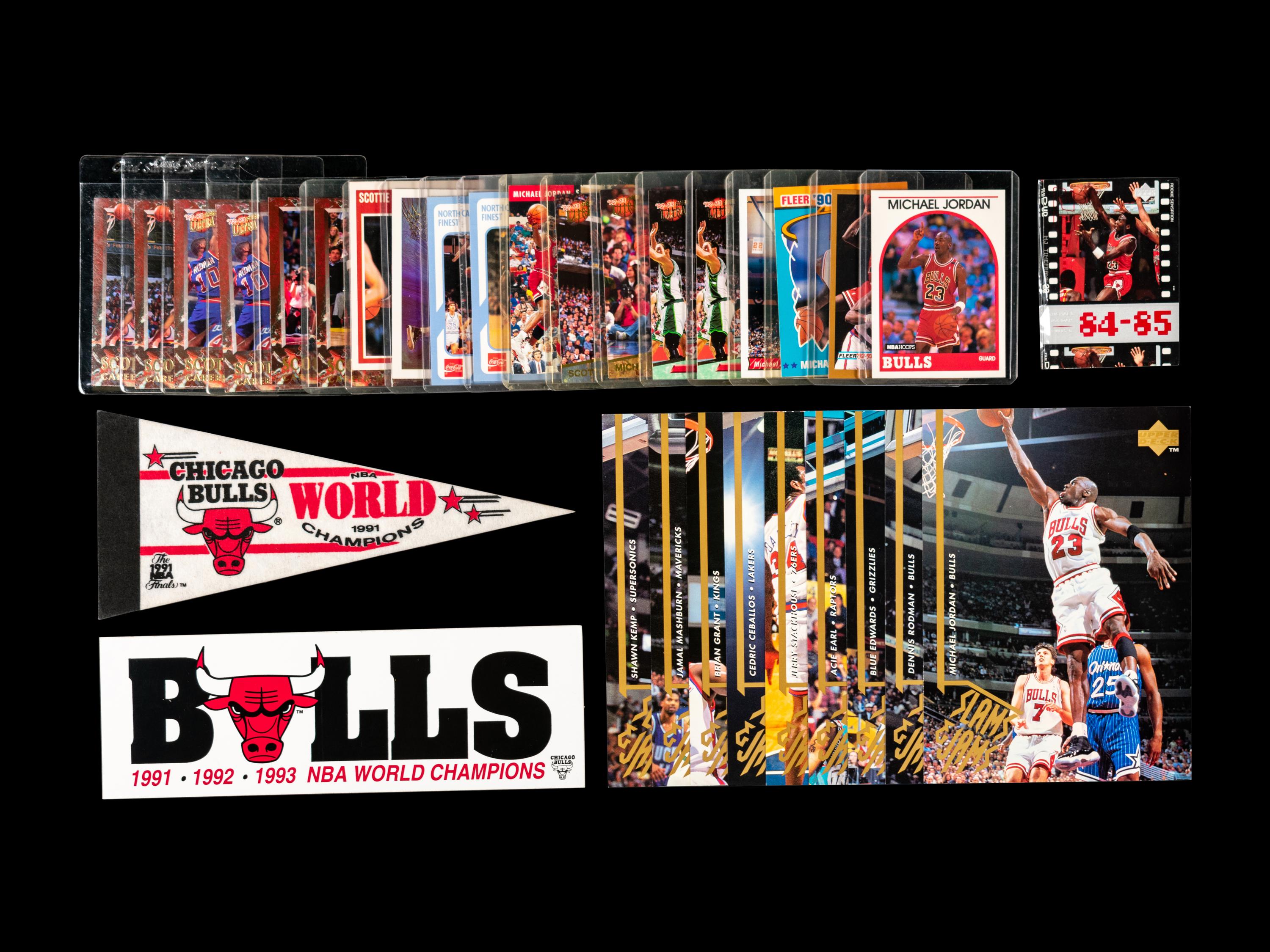 A Collection of Chicago Bulls Michael Jordan Last Dance Era Basketball Cards and Ephemera,