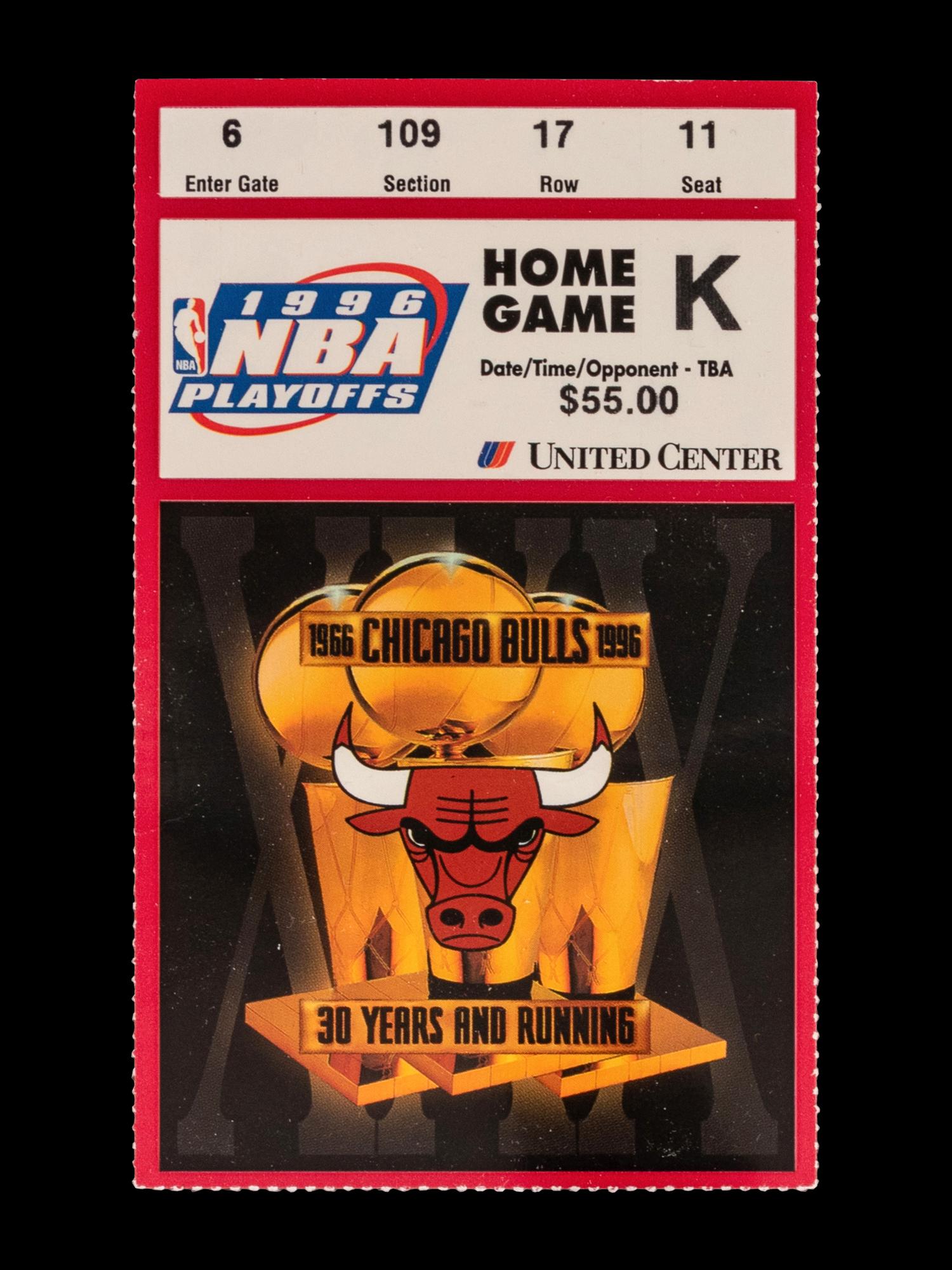 A 1996 Chicago Bulls vs. Seattle SuperSonics NBA Finals Game 6 Ticket Stub (Chicago Bulls and Michael Jordan's Fourth NBA Championship, Father's Day Game)