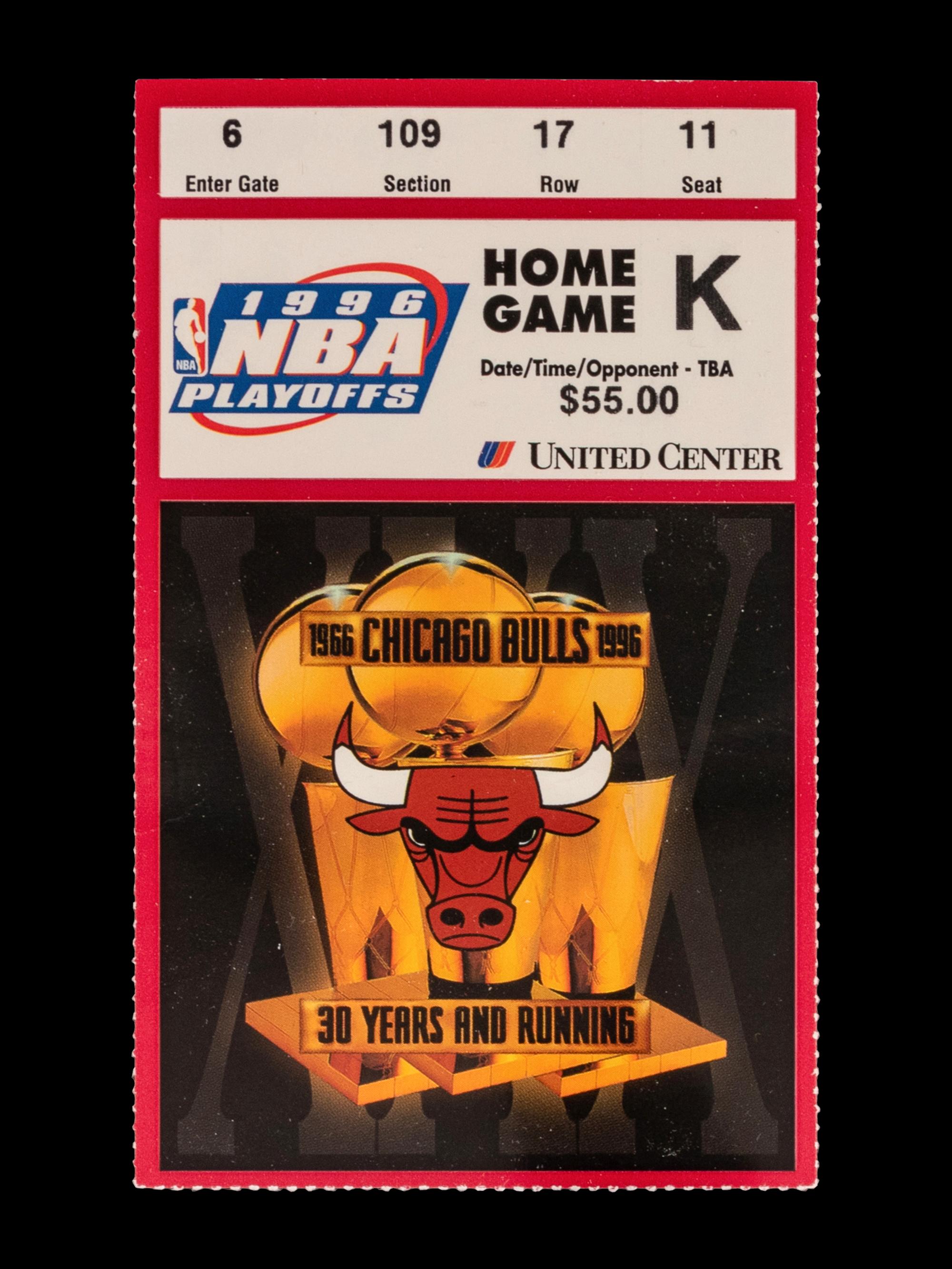A 1996 Chicago Bulls vs. Seattle SuperSonics NBA Finals Game 6 Ticket Stub (Chicago Bulls and Michael Jordan's Fourth NBA Championship, Father's Day Game)