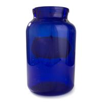 An English Painted Blue Glass Hashish Apothecary Jar