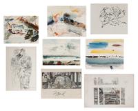 A Group of Eight Preparatory Sketches and Watercolors