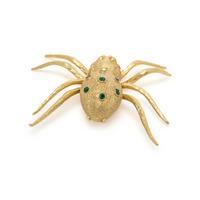 BORIS LEBEAU, YELLOW GOLD, DIAMOND AND EMERALD SPIDER BROOCH