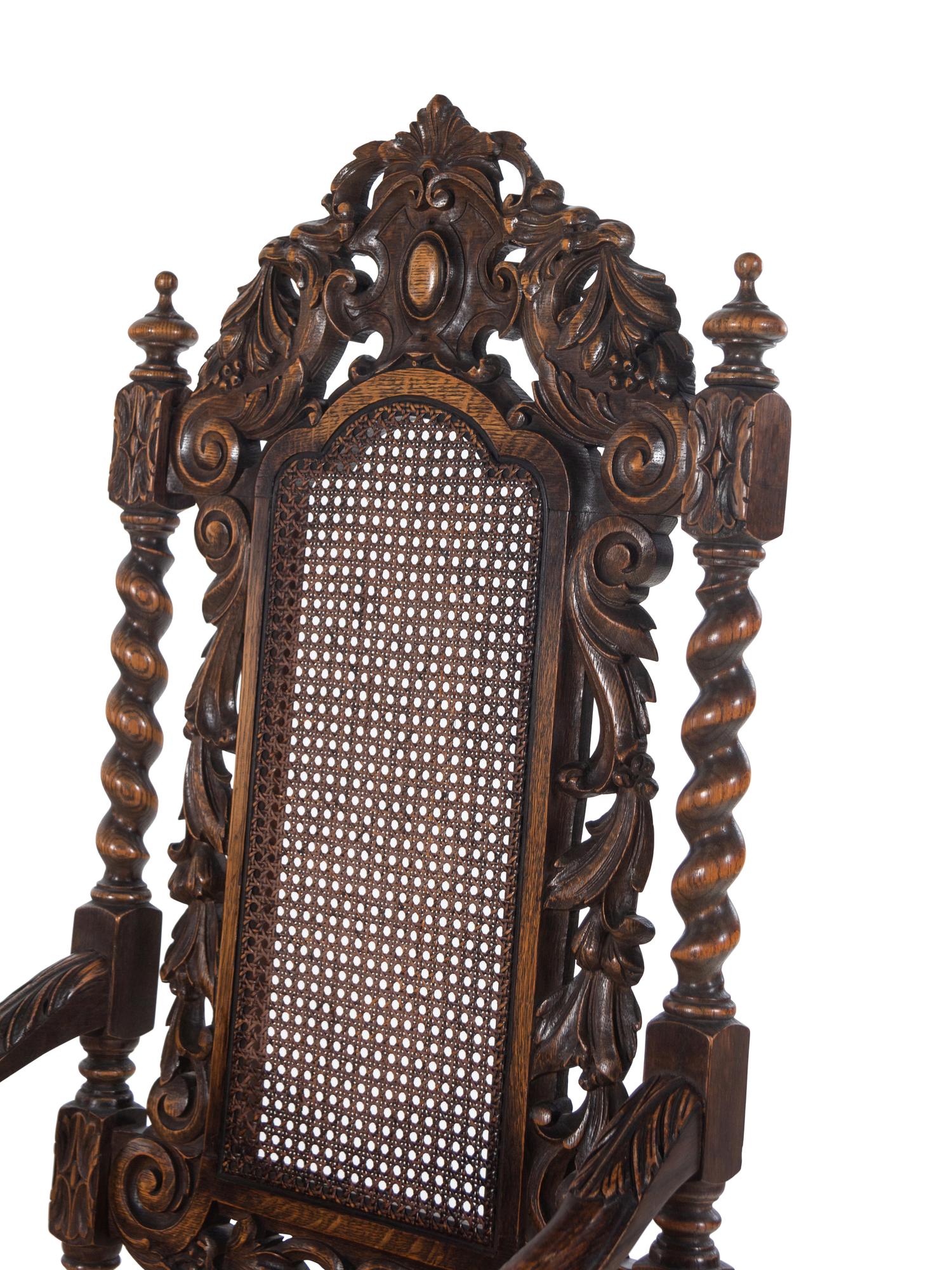 A William and Mary Style Oak Armchair