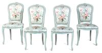 A Group of Louis XV Style White-Painted Dining Furniture Height of table 28 x diameter 48 inches. — 20TH CENTURY