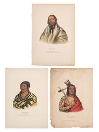 [McKENNEY & HALL]. A group of 3 large folio hand-colored lithographs of Sioux and Salish. 1836-1838.