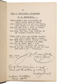 [WILD WEST SHOWS]. CRAWFORD, John. W. "Captain Jack" (1847-1917). A group of 2 inscribed items, including book and portrait.
