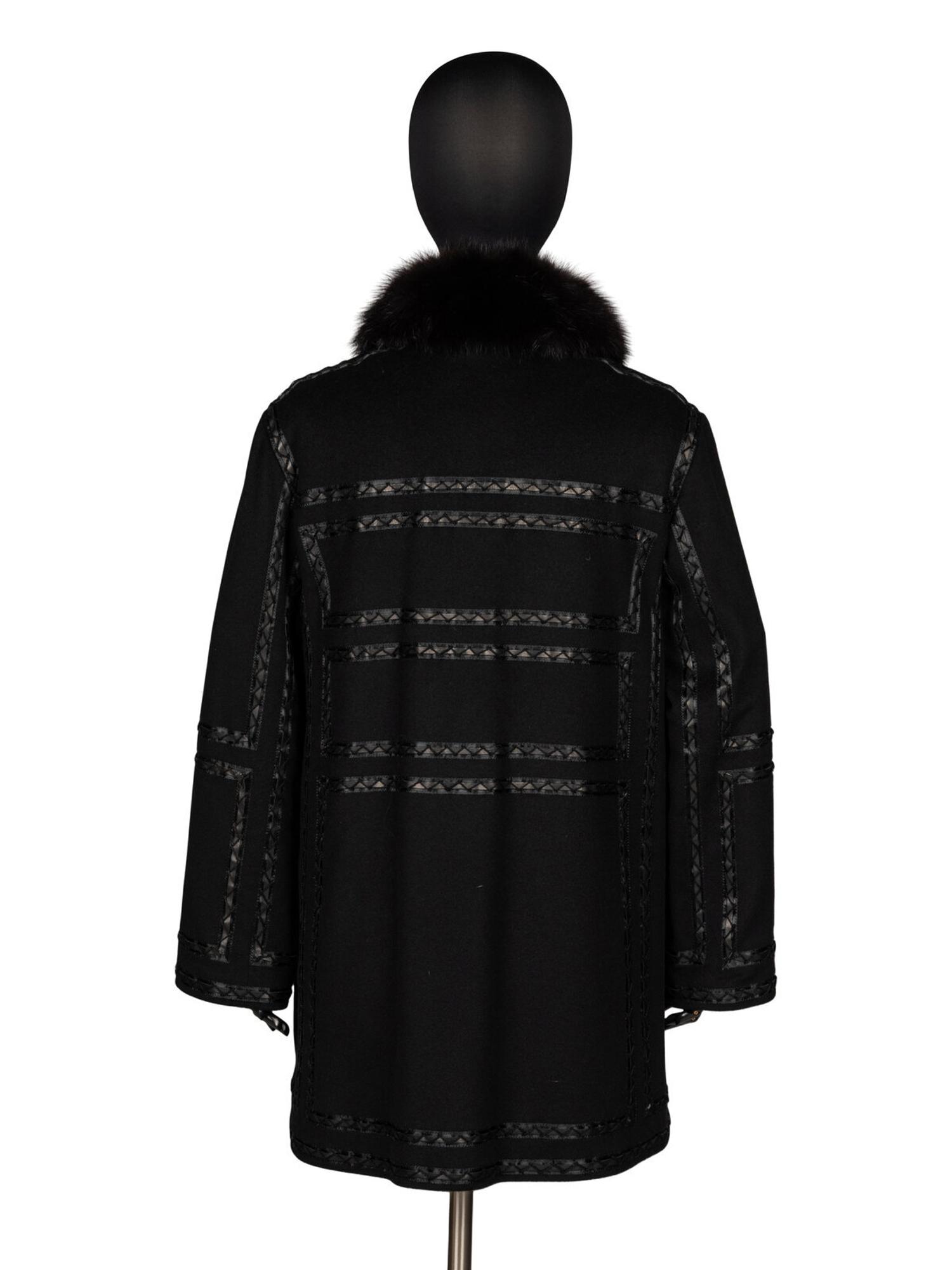 J. Mendel, Cashmere Coat with Leather & Sable Trim