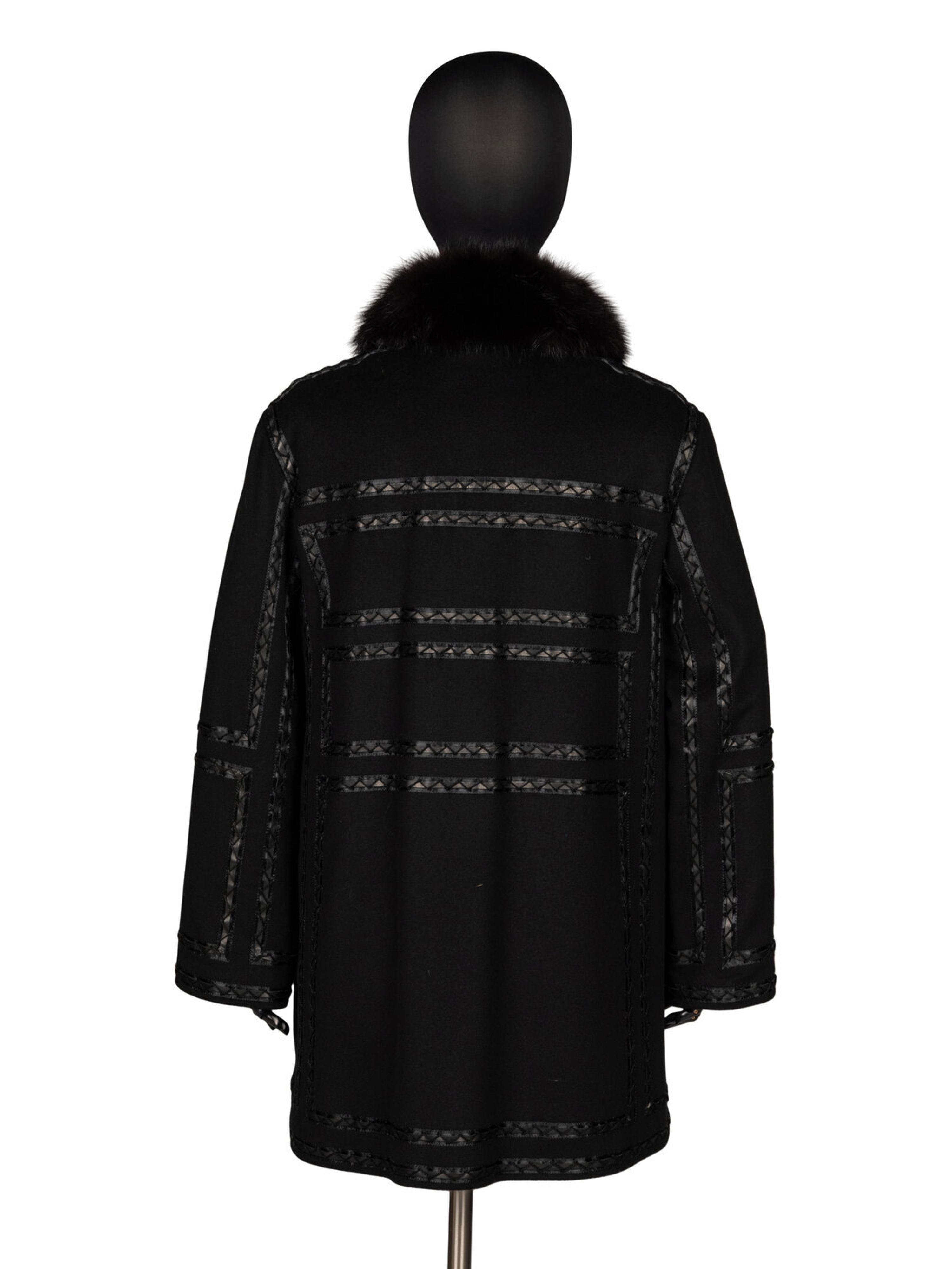 J. Mendel, Cashmere Coat with Leather & Sable Trim