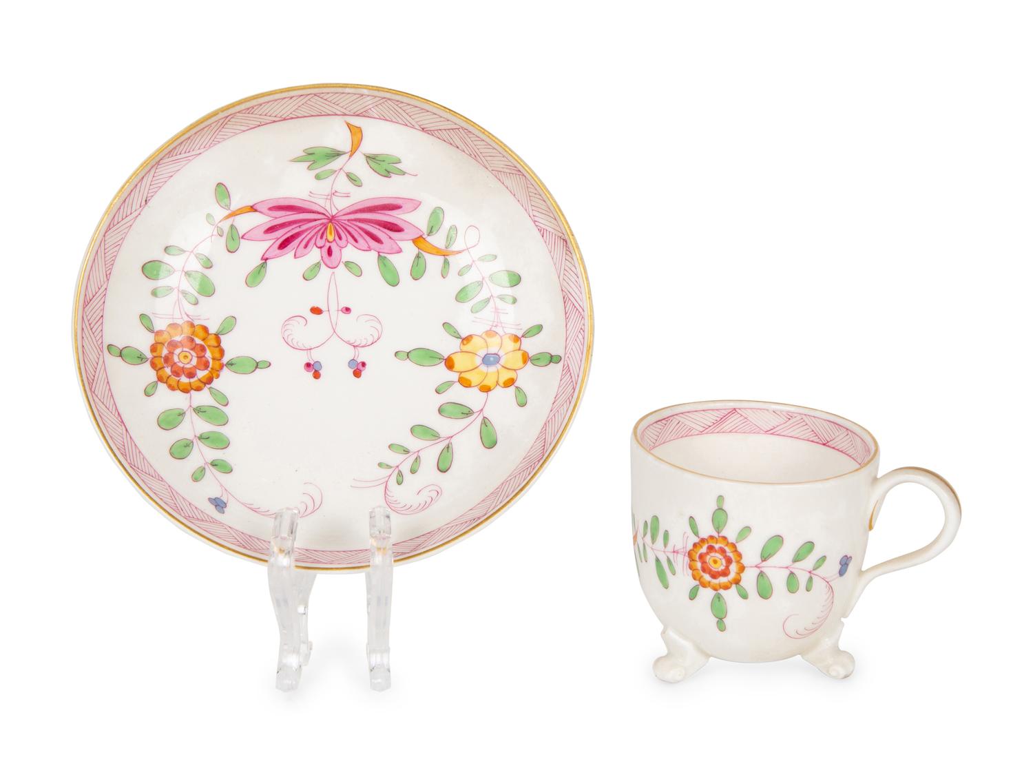 Eleven Meissen and Various Other Porcelain Teacups and Saucers — 19TH/20TH CENTURY