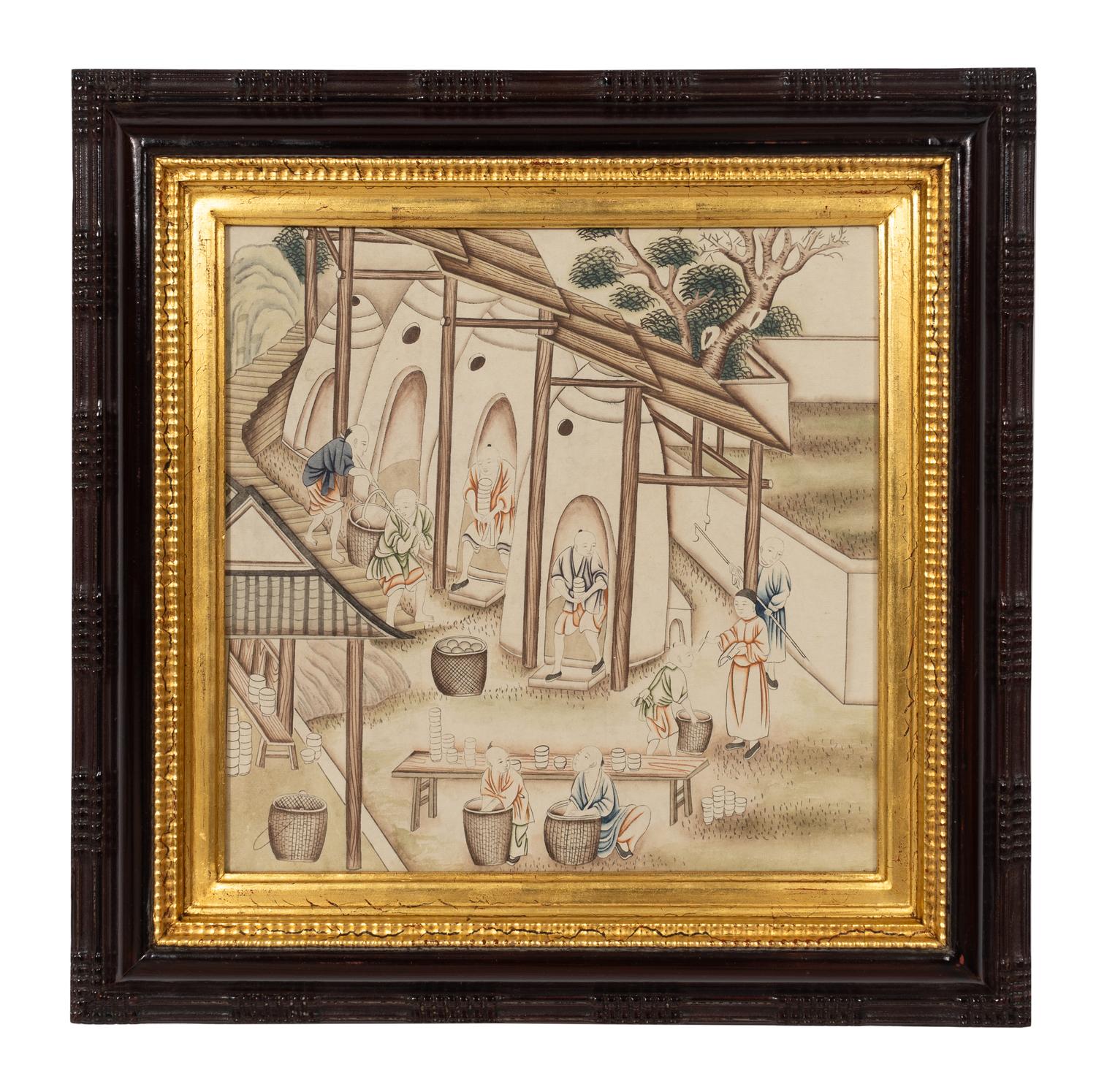 A Set of Four Chinese Export Watercolor Paintings
