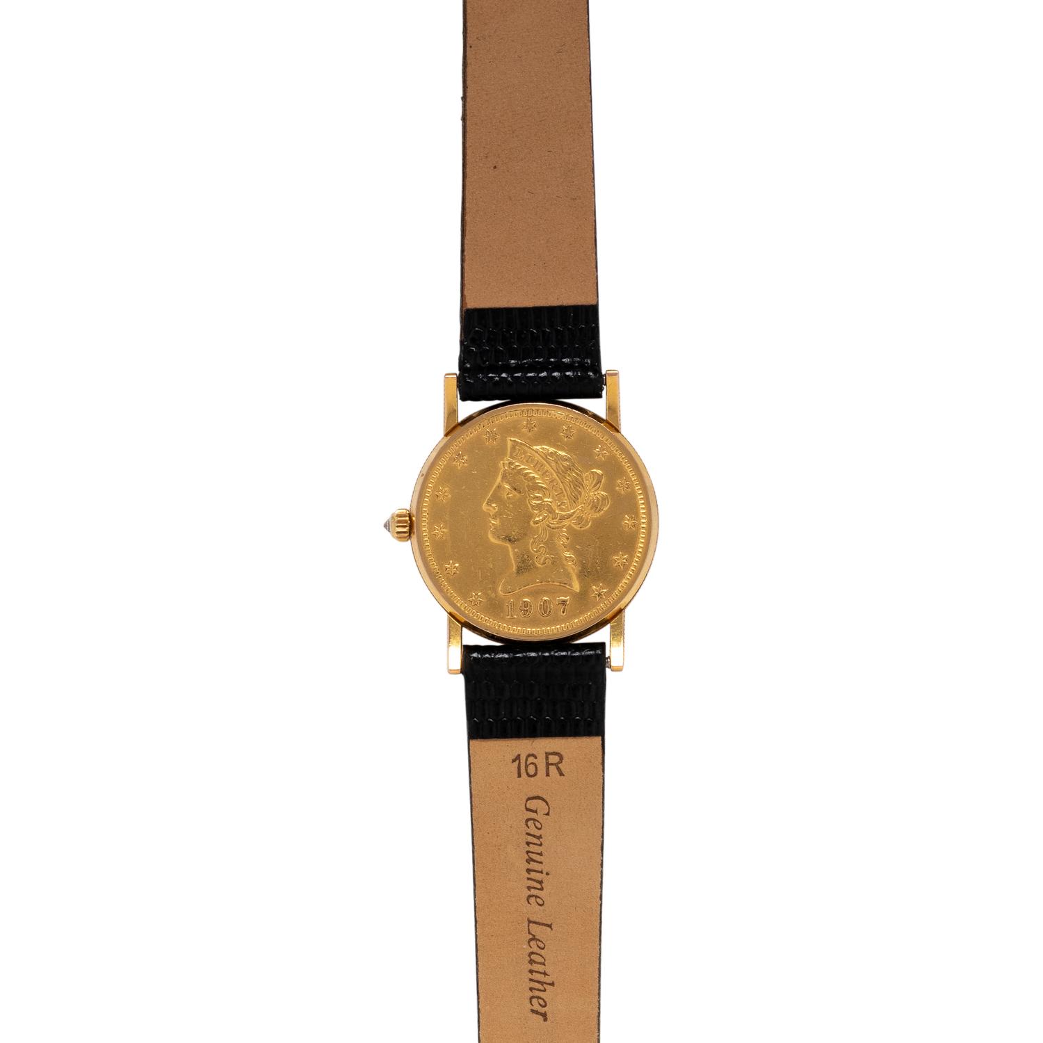 CORUM, 18K YELLOW GOLD US $10 COIN WRISTWATCH