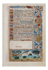WORKSHOP OF THE MASTER OF THE CHRONIQUE SCANDALEUSE (active c. 1493–1510) Single leaf from a Book of Hours, the Visitation, in Latin, illuminated manuscript on parchment [France, Paris, c. 1500]