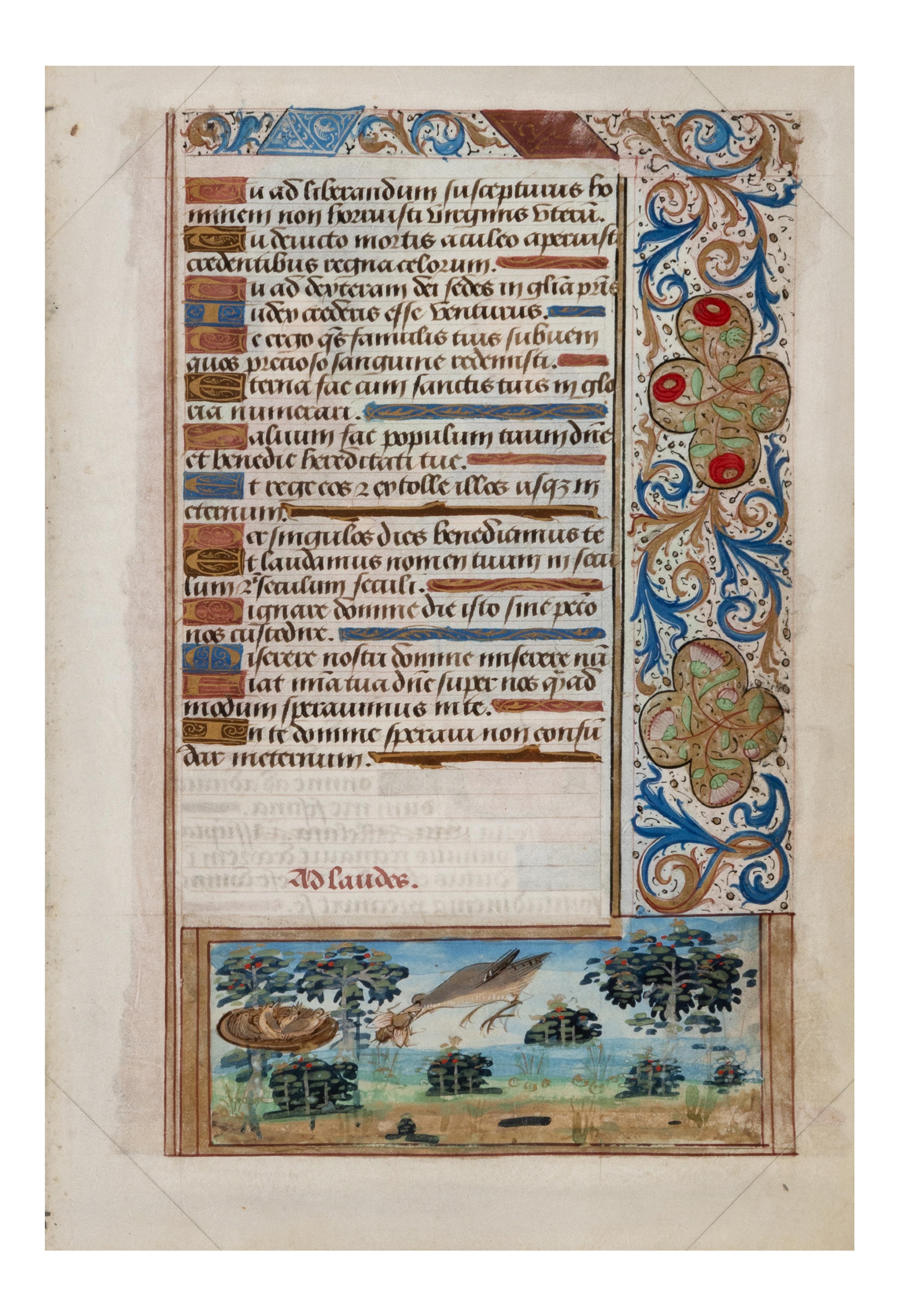 WORKSHOP OF THE MASTER OF THE CHRONIQUE SCANDALEUSE (active c. 1493–1510) Single leaf from a Book of Hours, the Visitation, in Latin, illuminated manuscript on parchment [France, Paris, c. 1500]