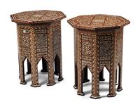 A Pair of Levantine Mother-of-Pearl Inlaid Side Tables