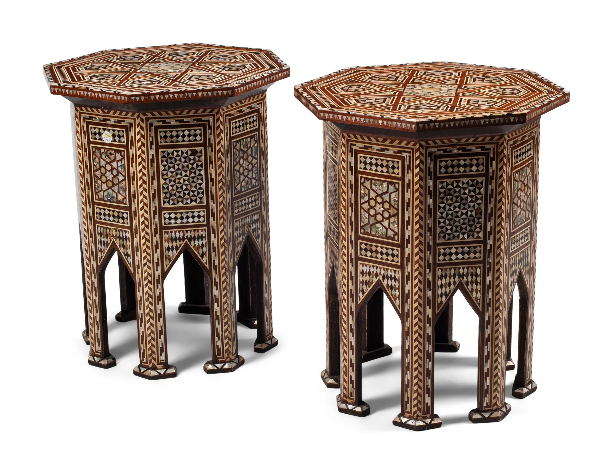 A Pair of Levantine Mother-of-Pearl Inlaid Side Tables