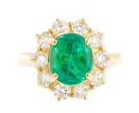 A Yellow Gold, Emerald and Diamond Ring, 5.90 dwts.
