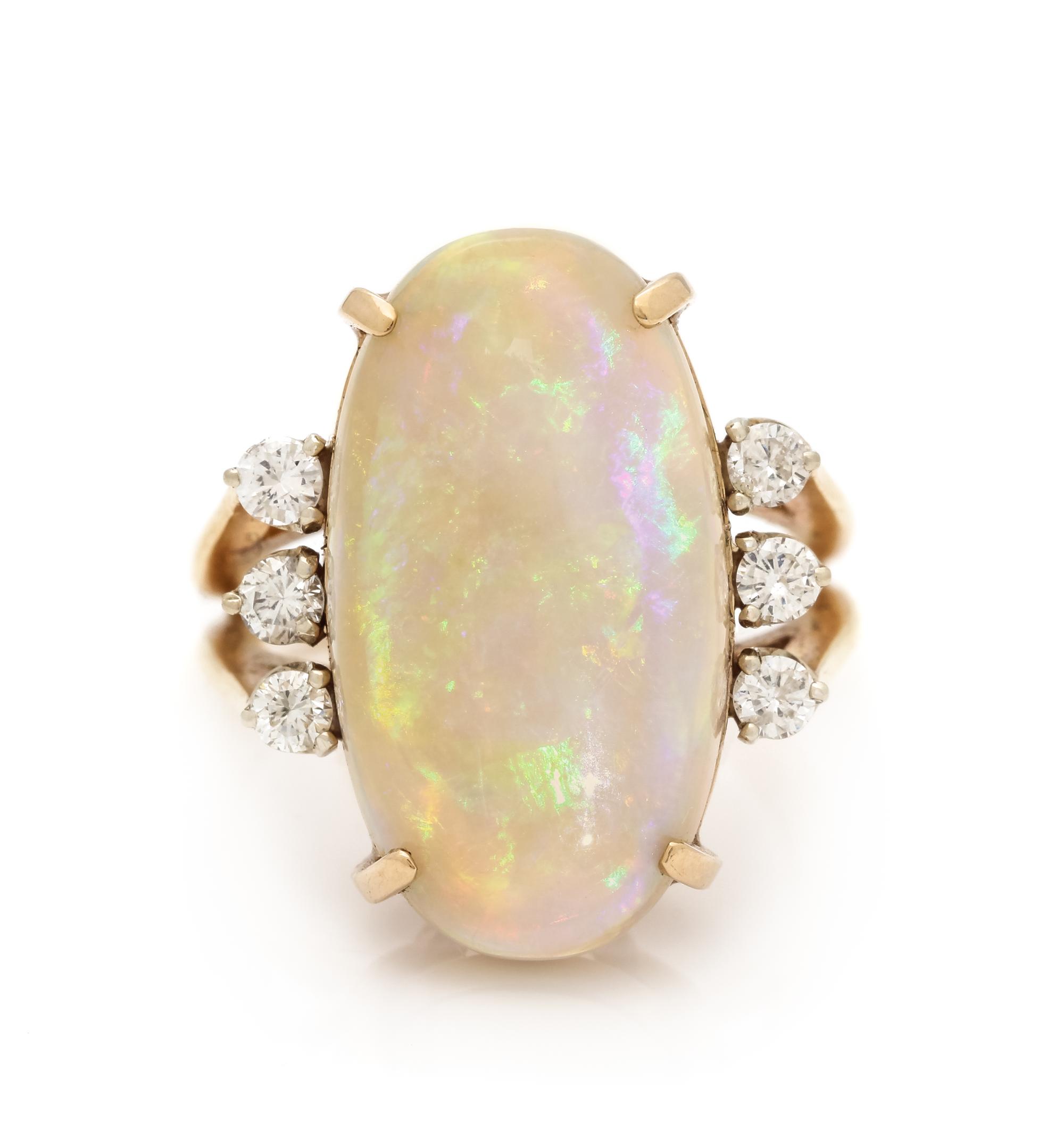 OPAL AND DIAMOND RING