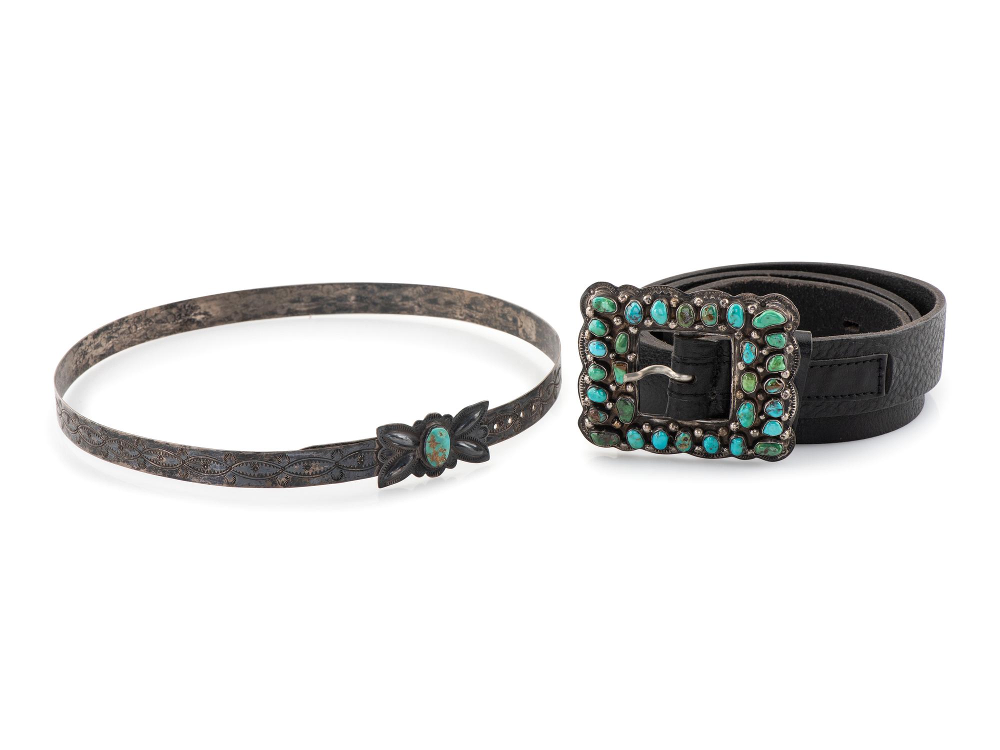 Navajo Silver Hat Band AND Belt Buckle