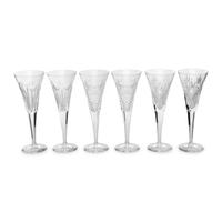 Six Waterford Cut Glass Champagne Flutes