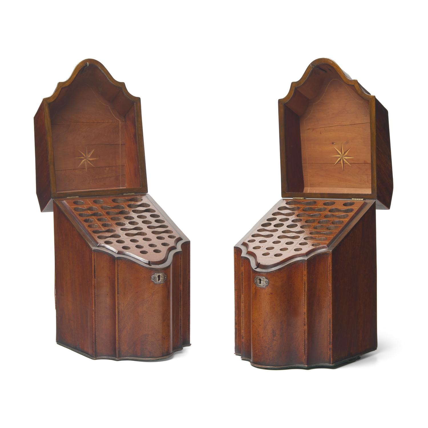 A Pair of George III Inlaid Mahogany Knife Boxes